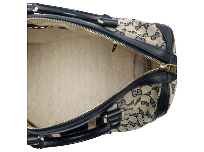 Borsa Boston Satchel Gucci Medium GG Canvas Web Joy Beige - vista 4