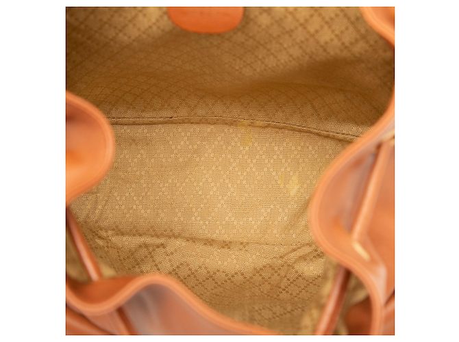 Bamboo Zaino Gucci Large in pelle di vitello marrone con coulisse e bambù - vista 4
