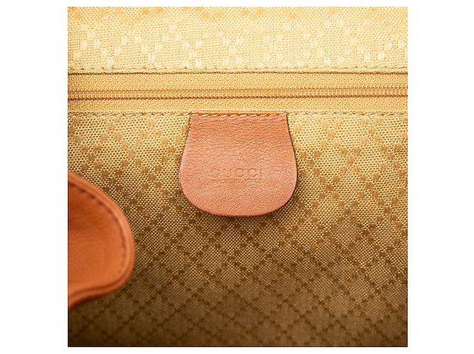 Bamboo Zaino Gucci Large in pelle di vitello marrone con coulisse e bambù - vista 5