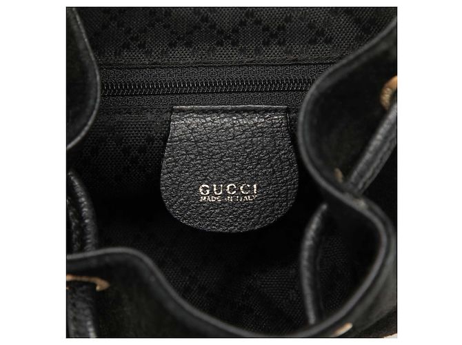 Black Gucci Suede Bamboo Drawstring Backpack - view 5