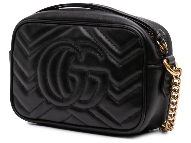 Borsa a tracolla Mini GG Marmont in pelle di vitello matelassé nera Gucci Nero - vista 2