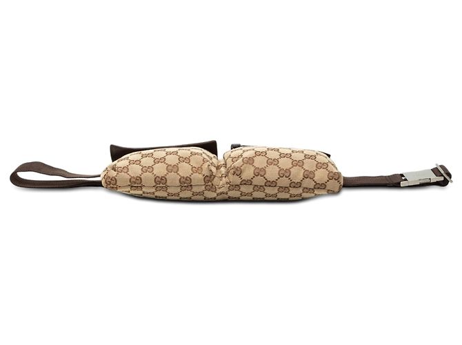 Bolso cinturón Gucci GG Canvas beige con doble bolsillo - vista 3
