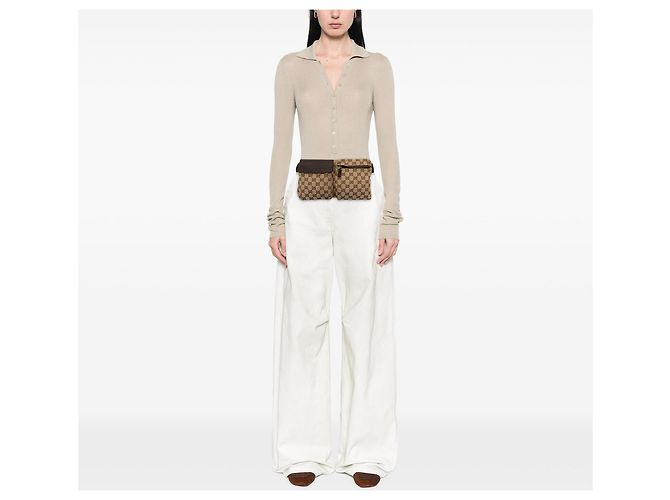 Bolso cinturón Gucci GG Canvas beige con doble bolsillo - vista 9