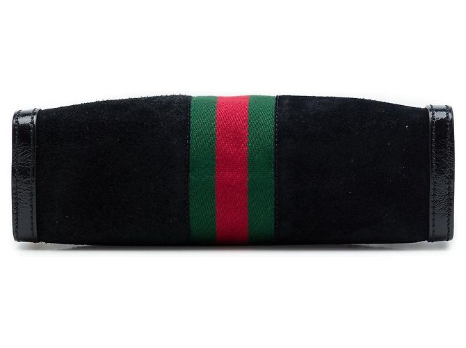 Borsa a tracolla Gucci Small Suede Web Ophidia Chain Nera Nero - vista 3