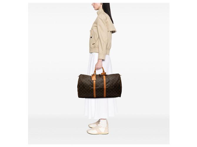 Borsa da viaggio Louis Vuitton Monogram Keepall 55 Marrone - vista 10