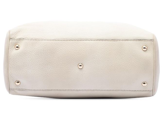 Bamboo Borsa Gucci Medium Shopper Satchel in pelle di vitello bianca con bambù Bianco - vista 3