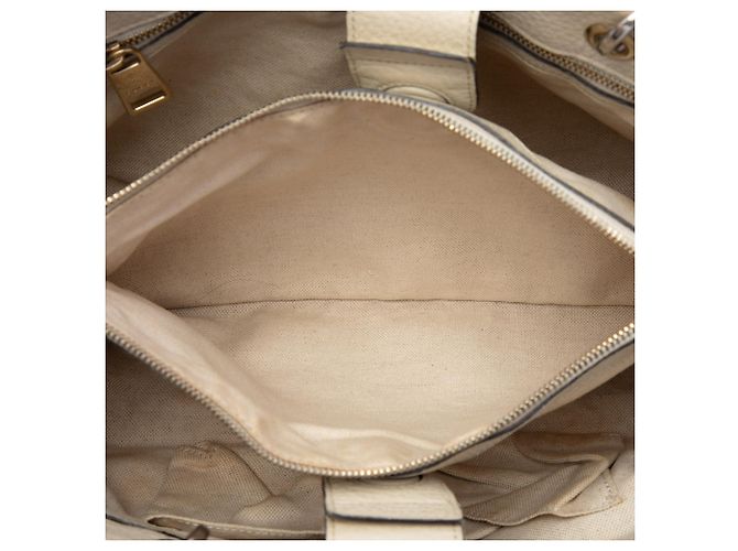 Bamboo Borsa Gucci Medium Shopper Satchel in pelle di vitello bianca con bambù Bianco - vista 4