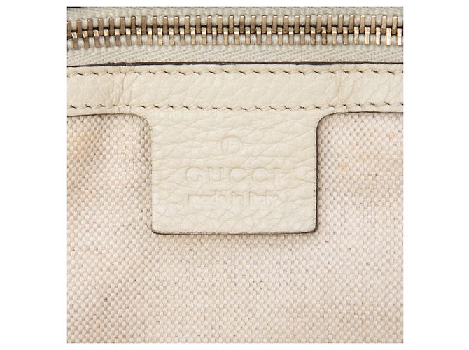 Bamboo Borsa Gucci Medium Shopper Satchel in pelle di vitello bianca con bambù Bianco - vista 5