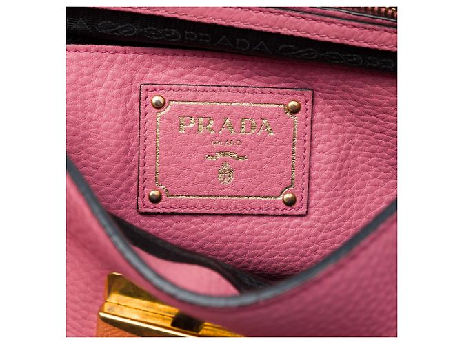 Borsa Satchel Prada Vitello Daino Soundlock Rosa - vista 5