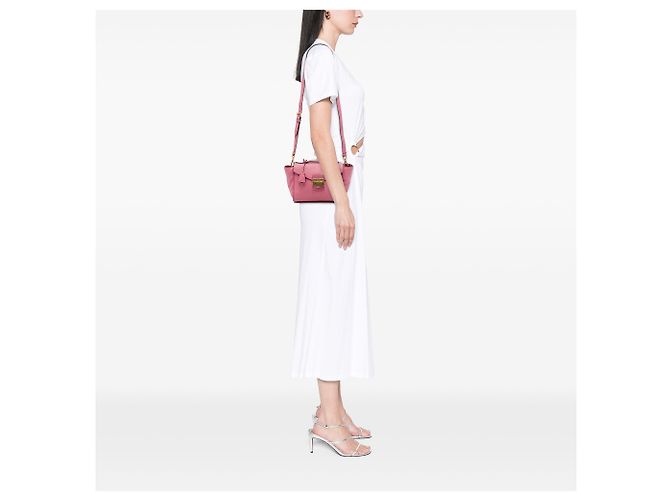 Borsa Satchel Prada Vitello Daino Soundlock Rosa - vista 6