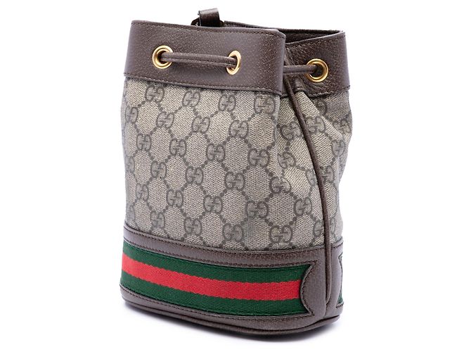 Borsa secchiello Gucci Mini GG Supreme Web Ophidia Beige - vista 2