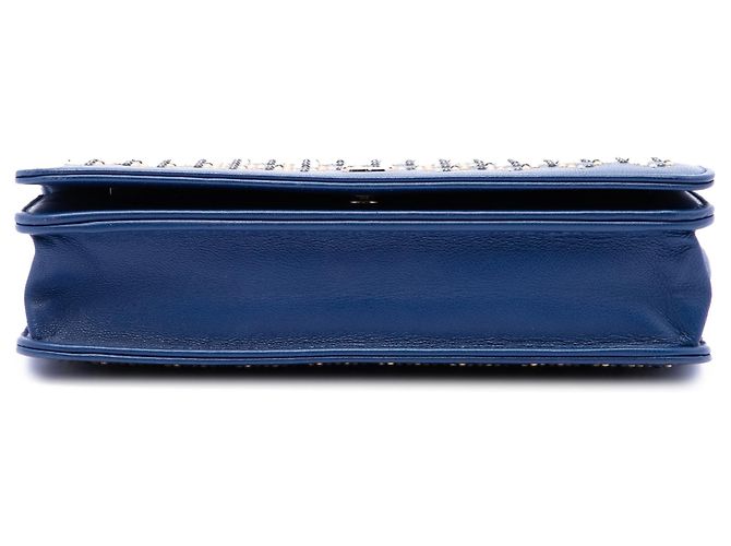 Borsa a tracolla Chanel CC in lambskin blu con borchie Wallet On Chain - vista 3