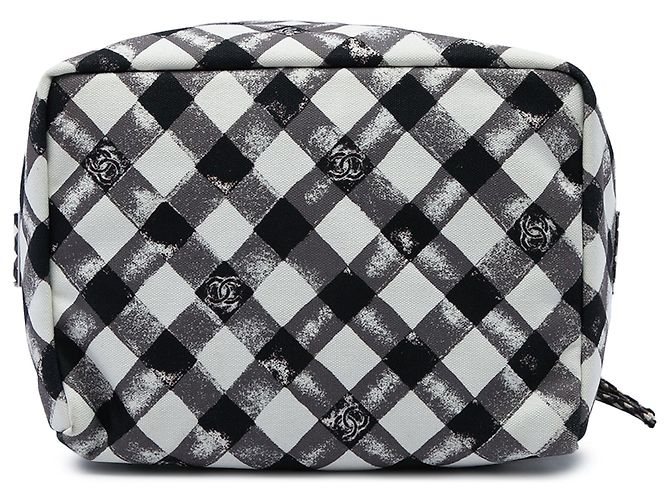 Chanel CC Canvas Gingham Lunch Box Schultertasche in Schwarz - Ansicht 3