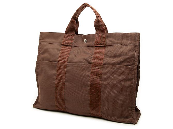 Borsa Tote Hermès Herline MM in tela marrone - vista 2
