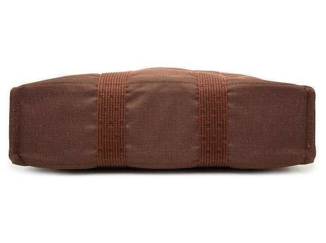 Borsa Tote Hermès Herline MM in tela marrone - vista 3