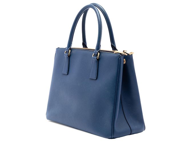 Blue Prada Medium Saffiano Lux Galleria Double Zip Satchel Tasche Blau - Ansicht 2