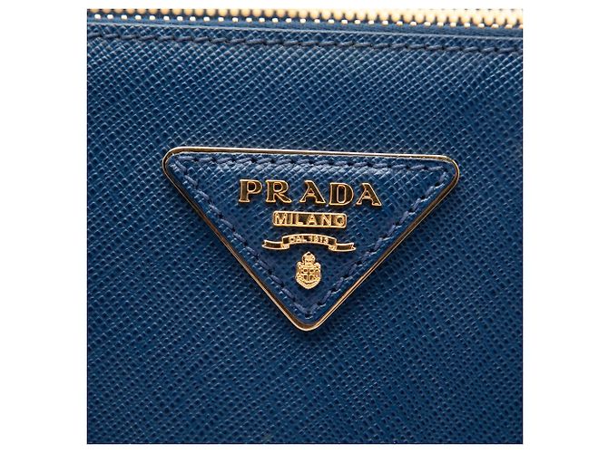Blue Prada Medium Saffiano Lux Galleria Double Zip Satchel Tasche Blau - Ansicht 5