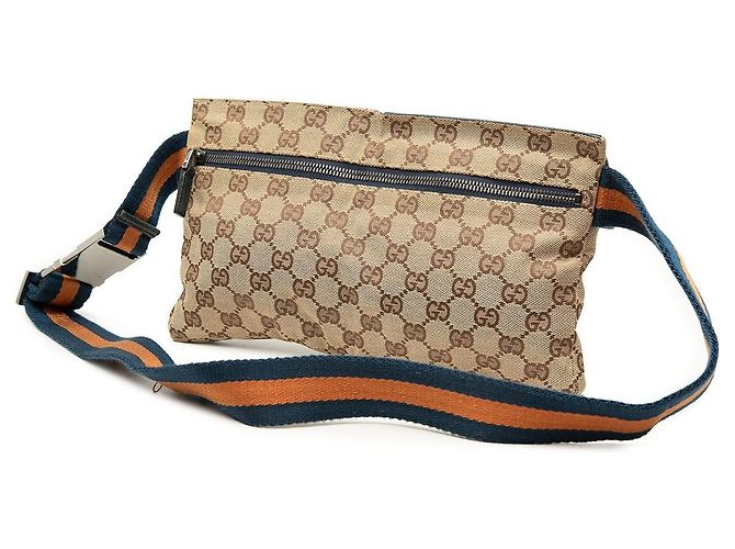 Borsetta a cintura Gucci GG Canvas Web con doppia tasca, beige - vista 2