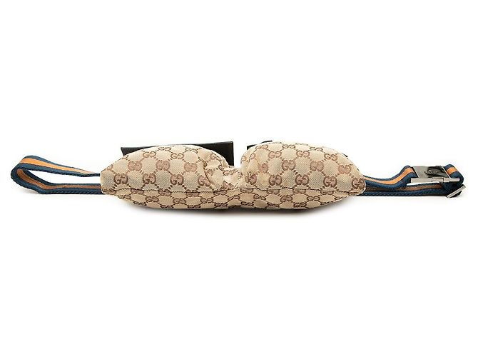 Borsetta a cintura Gucci GG Canvas Web con doppia tasca, beige - vista 3