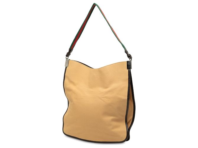 Beige Gucci Canvas Web Schultertasche - Ansicht 2