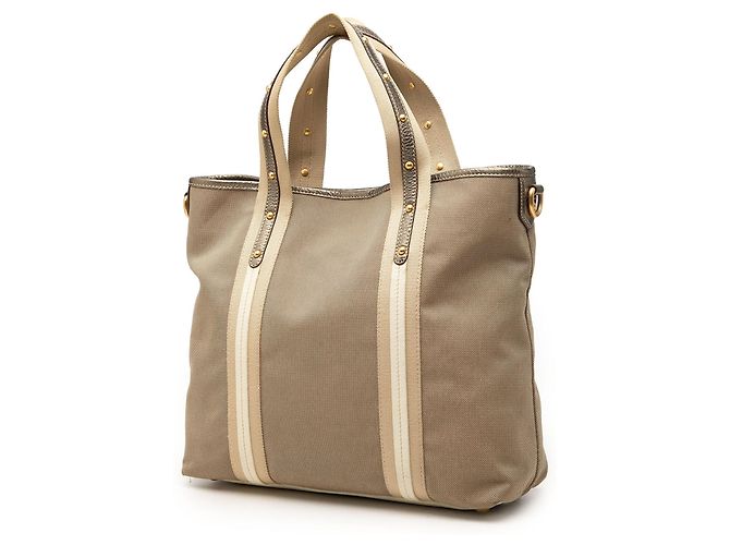 Bolso Satchel Prada de lona Canapa beige con logo - vista 2