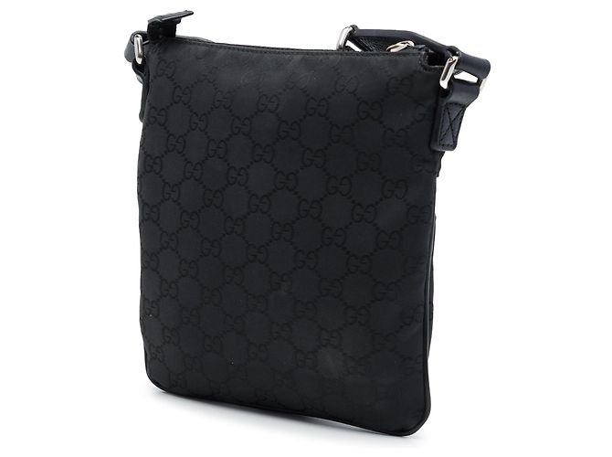 Borsa a tracolla Gucci GG in nylon nero con banda Web - vista 2