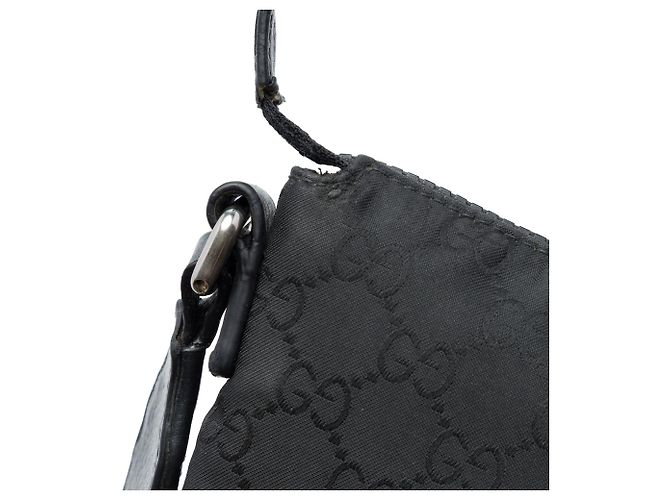 Borsa a tracolla Gucci GG in nylon nero con banda Web - vista 6