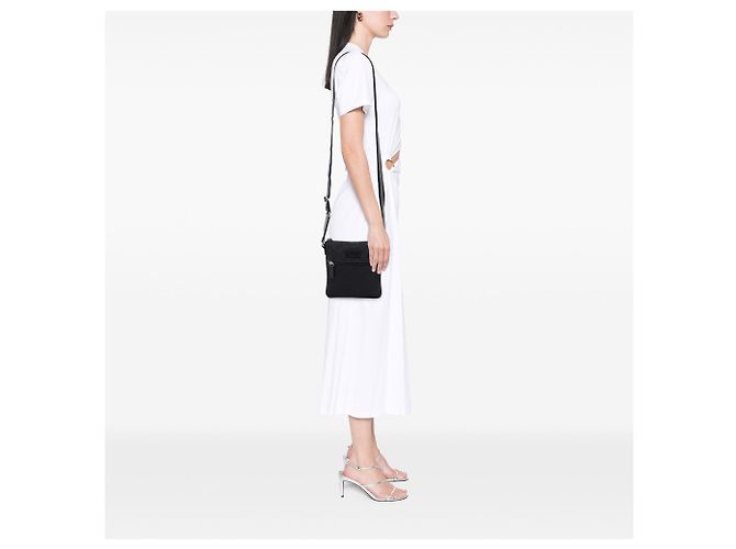 Borsa a tracolla Gucci GG in nylon nero con banda Web - vista 7