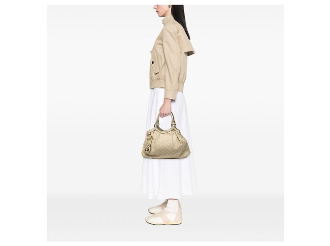 Borsa Tote Gucci Medium Guccissima Sukey Marrone - vista 6