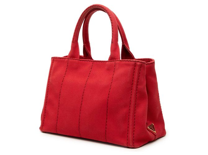 Prada Small Canvas Canapa Logo Tote Satchel in Rot - Ansicht 2