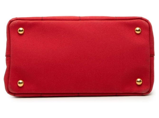 Prada Small Canvas Canapa Logo Tote Satchel in Rot - Ansicht 3