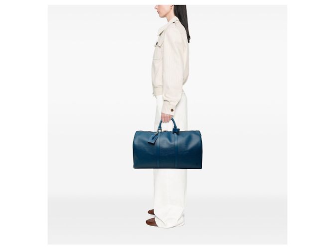 Sac de voyage Louis Vuitton Epi Keepall 50 Bleu - vue 7