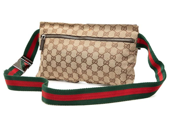 Borsa cintura Gucci GG Canvas Web con doppia tasca, beige - vista 2