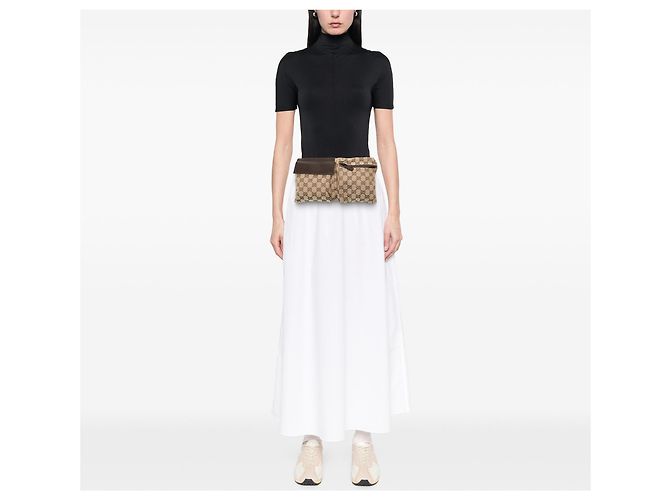 Borsa cintura Gucci GG Canvas Web con doppia tasca, beige - vista 6