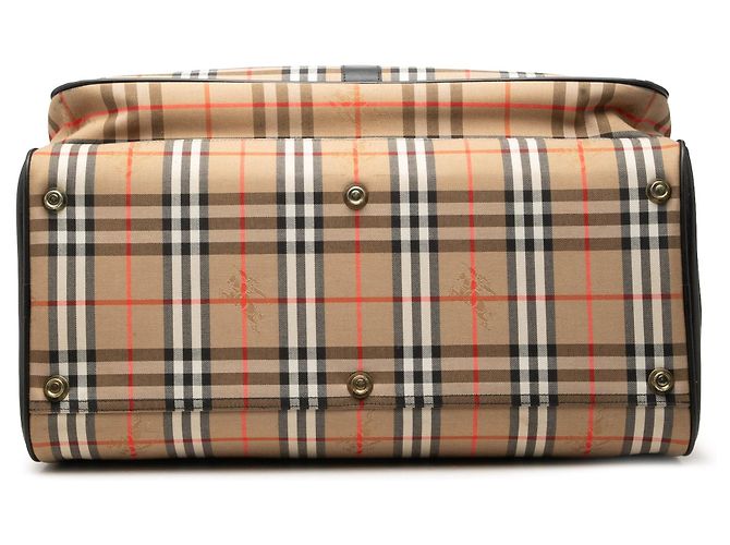 Borsa da viaggio Burberry Haymarket Check Canvas Nera Nero - vista 3