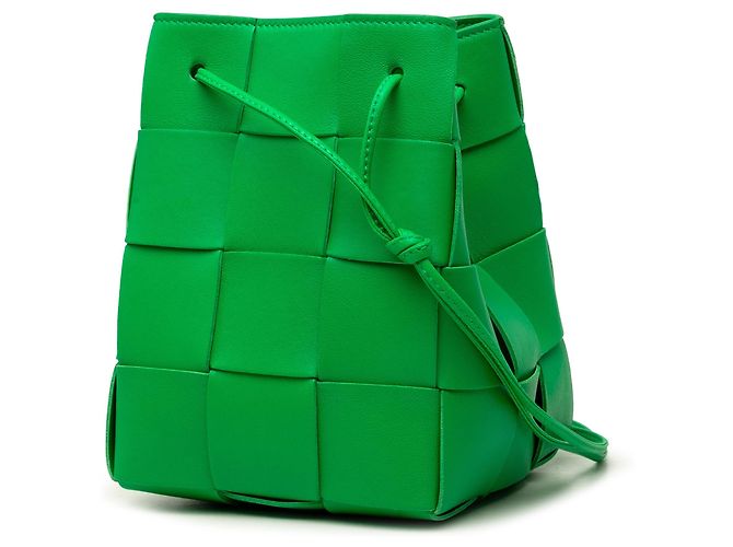 Borsa secchiello Bottega Veneta Small Nappa Maxi Intrecciato Cassette Verde - vista 2