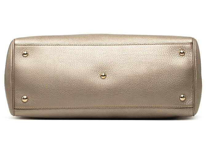 Bamboo Borsa Gucci Medium Shopper Satchel in vitello dorata con bambù D'oro - vista 3