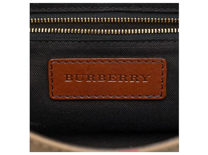 Borsa a tracolla Bridle Abbott Burberry in pelle marrone e tela House Check - vista 5