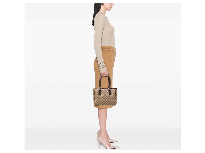 Borsa Tote Gucci GG Canvas Beige - vista 6