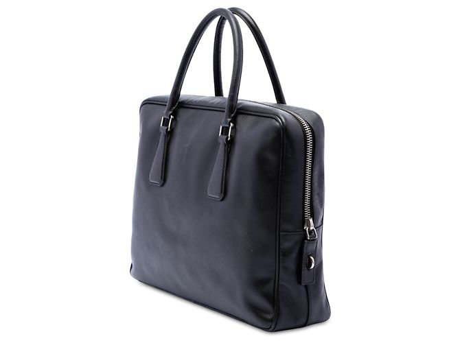 Sac business Prada Saffiano noir - vue 2