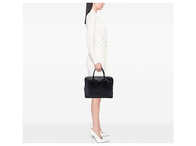 Sac business Prada Saffiano noir - vue 6