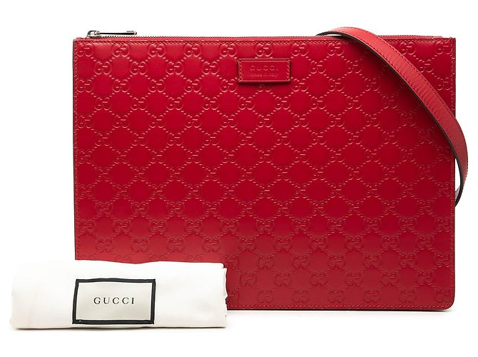 Borsa Messenger Gucci Guccissima rossa con zip Rosso - vista 7