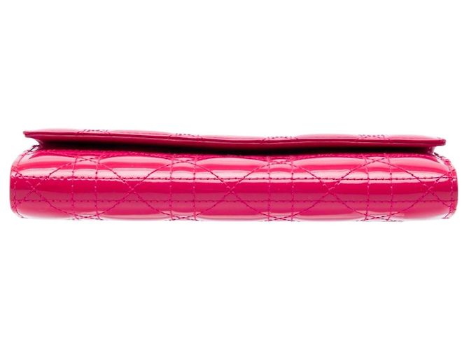 Autre Marque Borsa Lady Dior Wallet On Chain in vernice Cannage Rosa Dior - vista 3
