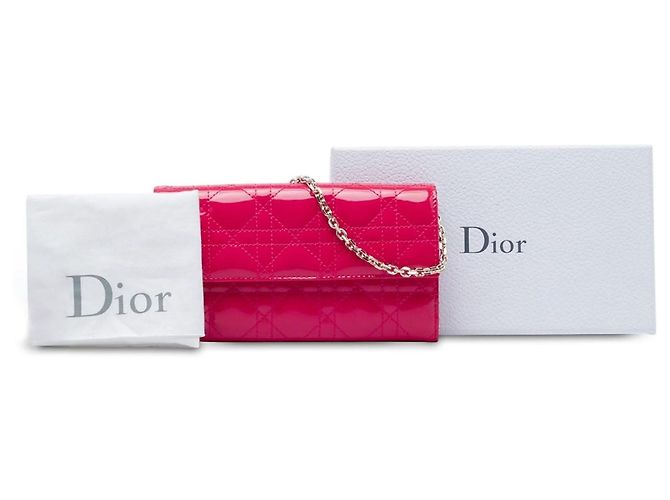 Autre Marque Borsa Lady Dior Wallet On Chain in vernice Cannage Rosa Dior - vista 6
