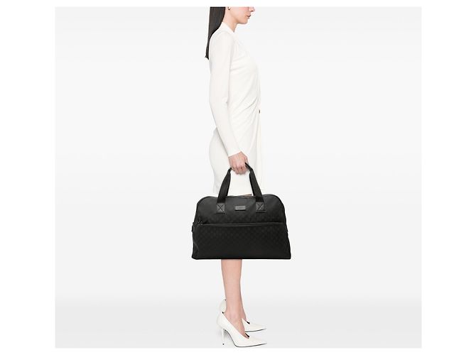Borsa da viaggio Gucci GG in nylon nera Nero - vista 6