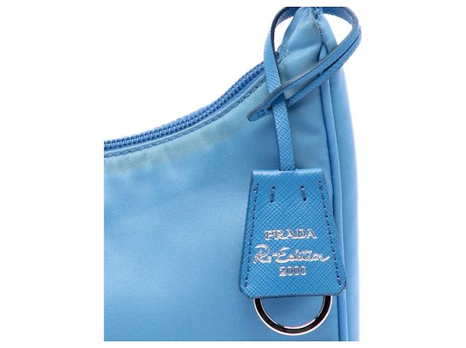 Borsa a tracolla Prada Mini Tessuto Re Edition 2000 Blu - vista 6