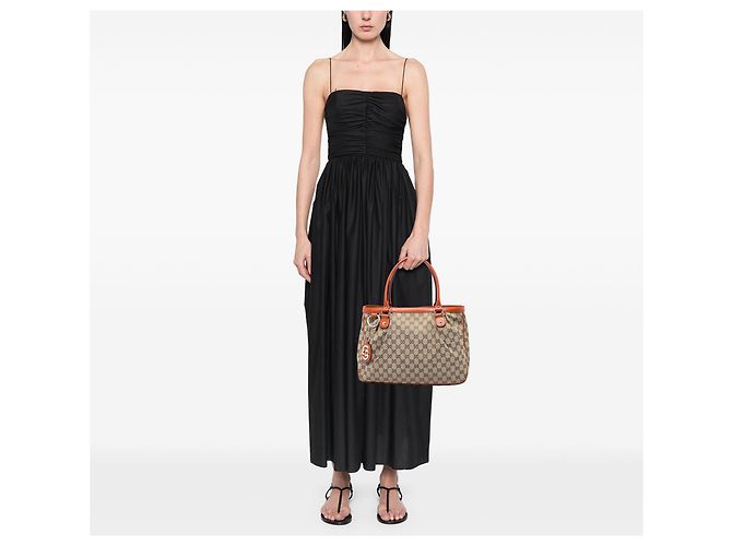 Borsa Tote Gucci GG Canvas Sukey Beige - vista 5