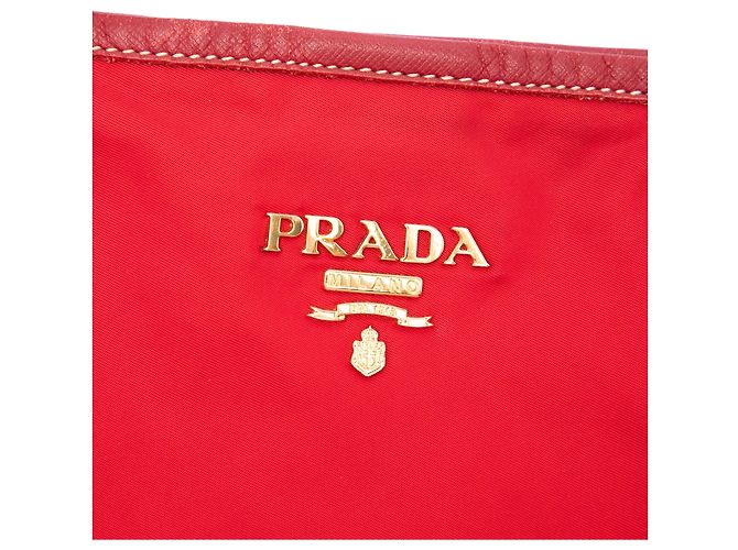 Tote Prada em Tessuto vermelho com acabamentos em Saffiano - vista 5