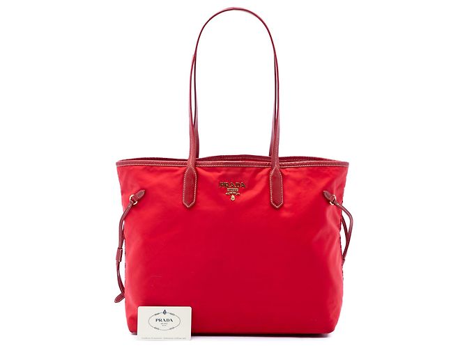 Tote Prada em Tessuto vermelho com acabamentos em Saffiano - vista 7
