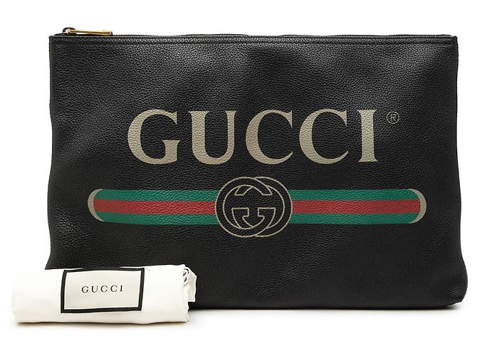 Clutch Gucci in pelle nera con logo Nero - vista 7